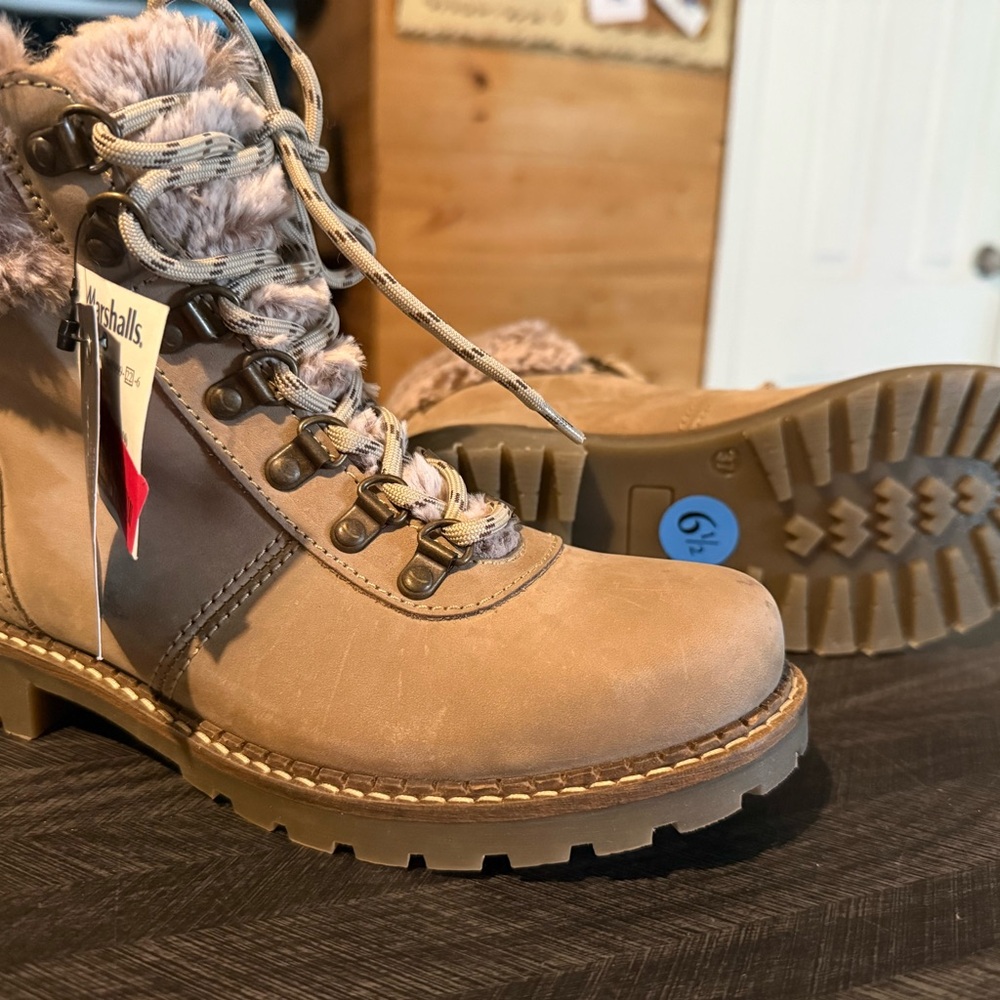 Avellini Tan Lace-Up Boots with Faux Fur